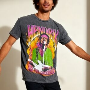 Jimi Hendrix Authentic Hendrix Graphic Tee Size M Black Rock Band T-Shirt